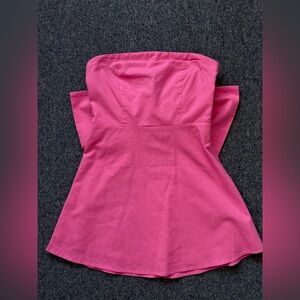 Altar’d State Strapless Pink Flared Top and Back Bow